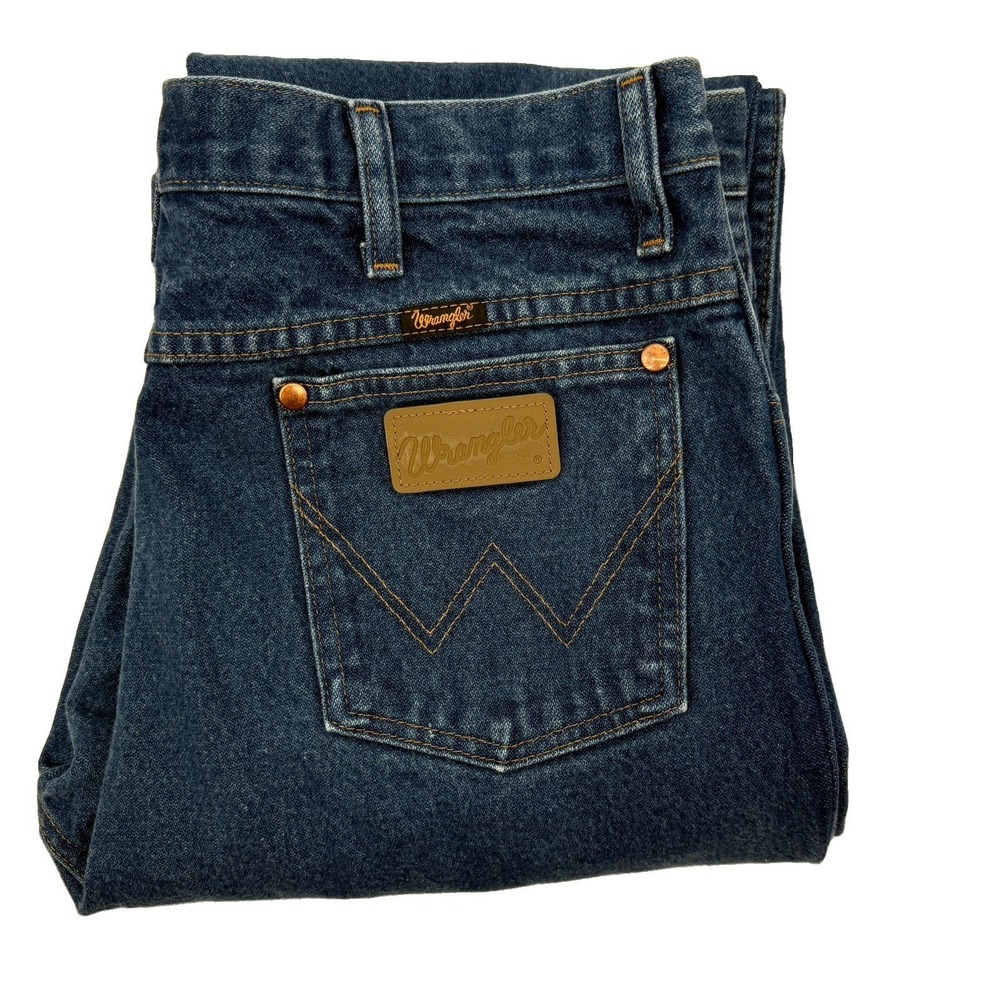 Vintage Wrangler 936DEN Jeans Mens 35x36 Blue Slim Straight Western USA Cowboy